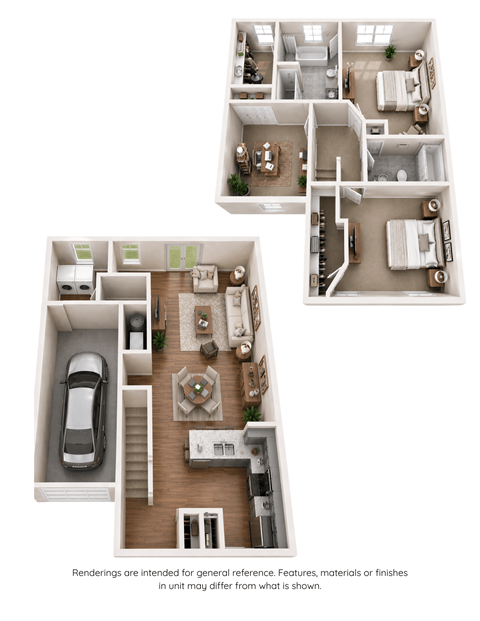 Floor plan for 3 beds, 2.5 baths, 1585 sqft